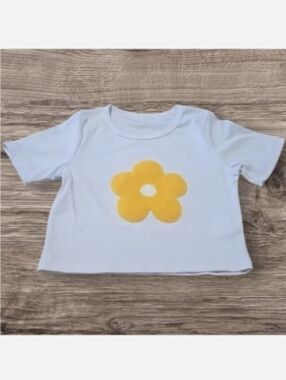 LIL GIRL'S SHEIN PUFF FLOWER CROP TOP